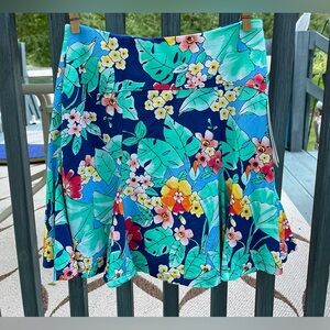 New G Lifestyle Tropical Print Godet Flare Golf Skort Size XS